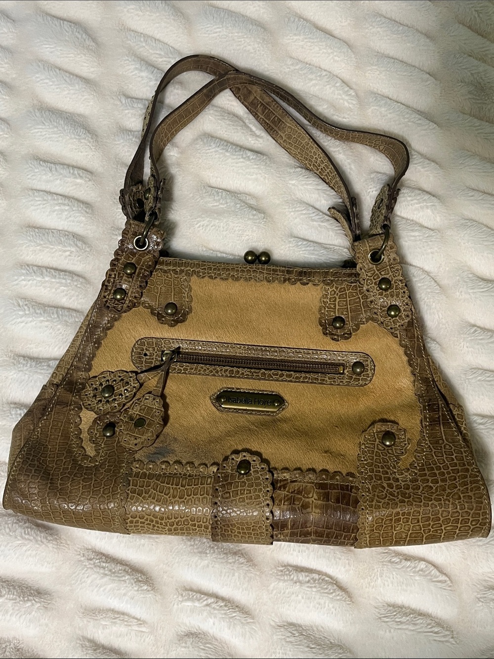 Isabella Fiore Genuine Leather & Hair-on-Hide Shoulder Bag